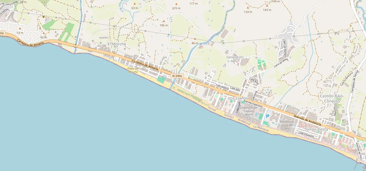 Mapa: Apartamentos Mar de Dunas, en primera línea de la playa de Torrox Costa